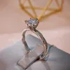925 silver Moissanite ring 6-claw Twist shape luxury inlay Engagement Anniversary Ring 1ct DF color round excellent cut