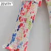 ZEVITY moda donna o collo graffiti colorati stampa una linea abito da ufficio donna casual slim vestido chic abiti da lavoro DS4421 210603