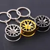 3D Car Metal Wheel Hub Keyrings Auto Sports Cars Key Rings Keychain Pendant Silver Gold Fashion Jewelry Hangs