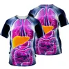 Męskie koszulki 3D Human Bones Print T-shirt Men 2022 Summer O Neck TEE TEE TOPS Zabawne strój w stylu męskie ubrania swobodne