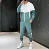 남성용 Tracksuits 2021 캐주얼 세트 패치 워크 힙합 대학 스타일 한국어 2piece Streetwear 피트니스 남성 Tracksuit 중국어 크기 XS-3XL