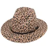 Chapeau Fedora léopard pour hommes et femmes, chapeau Fedora décontracté en feutre, casquette Panama, Jazz Top Caps