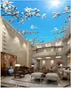 Özel Fotoğraf Kağıdı 3D Zenith Duvar Resimleri Modern Mavi Gökyüzü Çiçek Güneş Tavan Duvar Oturma Odası Dekorasyon Için