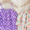 Tjejer sommar kostym tjej sling topp blommig väst kläder sätter baby barns kortärmade tvådelade mode söta casual byxor