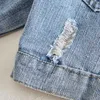 Spring And Autumn Denim Jacket Fashion Bow Letter Stitching Loose Long-Sleeved Cute Retro Flower Top Button Cardigan 210625