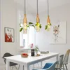 Modern LED plant pendant lamps wood glass bottle lustres luminaire industrial decor hanging lamp E27 led lampara lighting