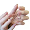 24pcs galaretka krótka gwoździe kleja płaska końcówka manicure z dekoracją nagie fałszywe paznokcie oszczędzaj czas Wra999