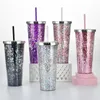 newglitter water cup large capacity 24oz plastic fashion tumbler with straw summer party adult cups EWA4408