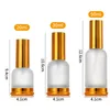 Frosted Glass Pump(Sprayer) Lotion Essential Oil Perfume Bottles with Bronze Gold Cap 20ml 30ml 50ml