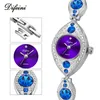 Luxe femmes Bracelet montres bijoux diamant bleu rouge dames horloge décontractée en acier étanche femme montre-Bracelet relogio feminino