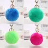 DHL fête cadeau 20 pièces nouvelle boule de fourrure de lapin en peluche fourrure floue porte-clés POM porte-clés sac de voiture anneau pendentif bijoux GG1108