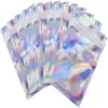 100pcs/lot Plastic Zipper Bag Laser Holographic Aluminum Foil Pouch Bags Smell Proof Reclosable Pouches for Food Snack