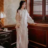 High quality Runway Women Spring Elegant Long Sleeve White ruffles Maxi Dress 210519