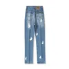Original-Design-Jeans, europäische und amerikanische bestickte Kreuzmedaille, Micro-Stretch-Jeans, trendige Herrenhose, blaue Motorrad-Rock-Revival-Jogger, wahre Religionen