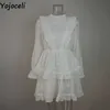 Yojoceliセクシーバックレスラフルホワイト刺繍Dres Springレースカジュアルビーチショートパーティーコットン210609