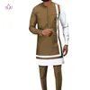 カスタムアフリカ人男性の伝統的な衣料品セットDashikiアンカラパンツコート2ピースセット長袖プラスサイズトラックスーツ衣装Wyn1181