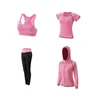 Kobiety Joga Zestaw Gym Fitnclothes Tenis Shirt + Spodnie Running Tight Jogging Workout Joga Legginsy Sport Suit Plus Size X0629