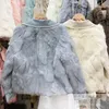 New design women's fashion cotton padded liner turn down collar beading PU leather patched real rabbit fur short coat parkas