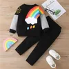 Baby Girls Spring Clothing Sets Rainbow Print Stitching Roupos Criando Sorto de moletom de roupa de roupa Crianças Crianças 2105085166387