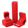 Square Shape Velvet Jewelry Packaging Holder Red Color Display Boxes For Pendant Necklace Bracelets Ring Earring Case Festive Decor