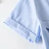 Blå Kortärmad Lapel Kvinnor Overaller Vintage Solid Färg Midja Bälte med Pocket Chic Kvinna Jumpsuit 210507