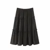 Women Plus Size XL 4XL Ruffles Pleated Women Skirts Summer Casual Loose Midi Skirt Vintage Cute A-Line Skirt 210521