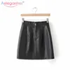 Aelegantmis Elegant Office Lady High Waist Pu Leather Skirt Women Summer Casual Solid Black Mini A-line Ladies Short 210607