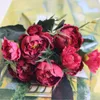 Dekoracyjne kwiaty głowa sztuczna jedwabna piwonia bukiet na domowe dekorację ślubną europejski aranżacja stołu wazon