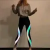 Moda láser fitness leggings elástico luminoso resplandor en la oscuridad bailando mujeres leggings nuevo estiramiento streetwear hip hop sexy pantalón q0801
