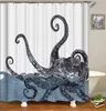 Octopus Seas Tende da doccia Tenda da bagno 180 * 180 cm Bagno impermeabile Decorazioni per la casa Schermo da bagno in tessuto lavabile con 12 ganci 211116