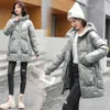 GRELLER Winter Thicken Women's Puffer Coat Glossy Warm Hooded Long Cotton Padded Jacket Ladies Down Parkas 211008