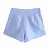 Stijlvolle blauwe plaid hoge taille vrouwen shorts zomer casual zoete mini shorts chique vrouwelijke uitloper 210521