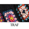 TRAF ZA – vêtements pour femmes, pantalons Crochet faits à la main, Sexy, ajouré, Motif carré noir, 4 saisons, spécial femmes, 220211