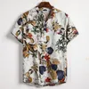 メンズカジュアルシャツRopa de Hombre 2021夏のヨーロッパのサイズ - 男性のためのシェルの花半袖シャツ