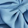 Femmes robes moulantes une épaule avec noeud papillon taille ceinture robe bleu clair élégante robe mince événement africain célébrer l'occasion 210323