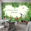 Costume 3D Mural Verde Tropical Planta Floresta Flor Pássaro Pássaro Papel Restaurante Restaurante Sala de estar Quarto Televisão Fundo Decoração de Casa Quatity
