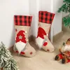 Christmas Stocking with Buffalo Plaid Swedish Santa Gnome Tomte Gift Bag Hanging Xmas Socks Decorations PHJK2110