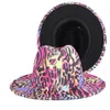 الفيدورا براون القبعات للنساء بقرة نمط الصوف الشتاء بيع قبعة دافئة قبعة فيسمبون حزام ظلة تويد