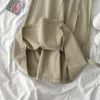 女性のためのエズガガのスカートのための堅実な韓国のファッションミディスカート女性の弾性の高い腰のレースアップAラインスカート秋の優雅な210430