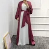 민족 의류 Eid Abaya Kimono Satin Dubai Abayas 여성을위한 거품 슬리브 무슬림 히 자브 드레스 일반 모로코 Kaftan 터키 이슬람