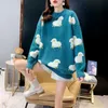 Kobiety Cute Cartoon Sweter Sweter Z Długim Rękawem O-Neck Sweter Tunika Topy Harajuku Oversized Luźne Koszula Dzianina Jumper Swetry Damskie