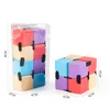 Fidget Decompression Toy Infinity Cube Transparent Color Cubic Puzzle Anti Finger Hand Spinners Fun Toys For Adult Kids Adhd Stress Relief Gifts OPP Bag