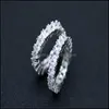 Band ringen sieraden wit vergulde clear cz zirkoon voor vrouwen meisjes geschenken glanzend kristal bruiloft verlovingsring drop levering 2021 93BUP