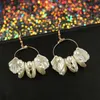 Dangle Lustre Mode Bohème Grand Cercle Rond Boucles D'oreilles Charme Blanc Shell Perle Perles Déclaration Pour Les Femmes Boho Bijoux De Mariage