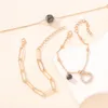 Woman's Bracelet Personality Texture Resin Ball Creative Heart Pendant Chain Three-piece Set Lady Link