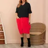 プラスサイズ4xL 5xLシャツドレス女性ハーフスリーブローブカジュアルルースミディパッチワークガウンサマーファッションドロップ210527
