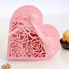 50pcs Love Heart Laser Cut Hollow Carriage Favors Gifts Flower Candy Dragee Boxes with Ribbon Baby Shower Wedding Party Supplies 210724