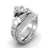 Bröllopsringar Vecalon Luxury Lovers Claddagh Ring 1CT 5A Zircon Cz White Gold Filled Engagement Band Set for Women Men292q