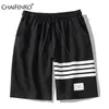 Men Summer Cotton Sport Shorts Casual Breathable Running Boardshorts Fashion Stripe Fitness Bodybuilding 210716