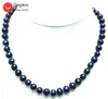 Qingmos colar de pérola branca para mulheres com gargantilhas redondas naturais de água doce de 7-8 mm 17 "joias finas 5839